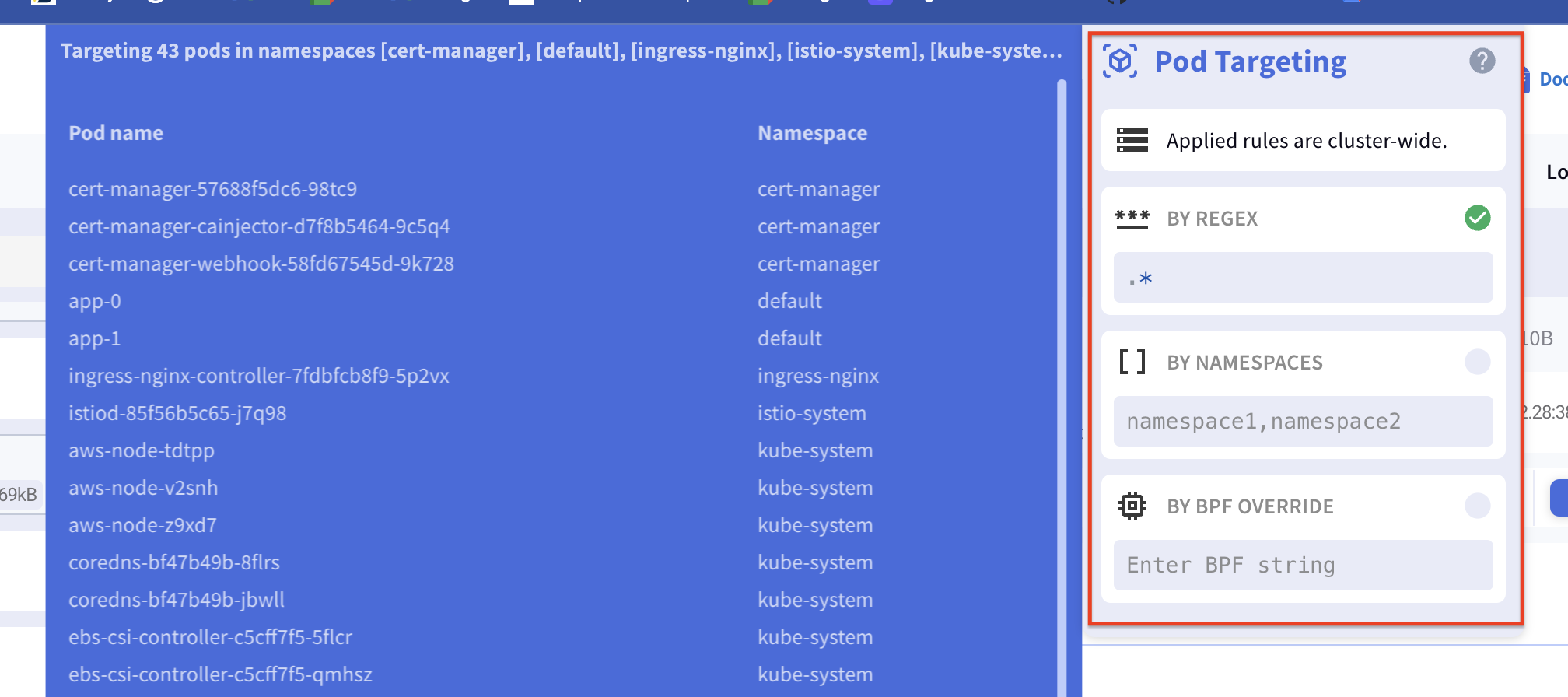 Operate Pod Targeting Dialog